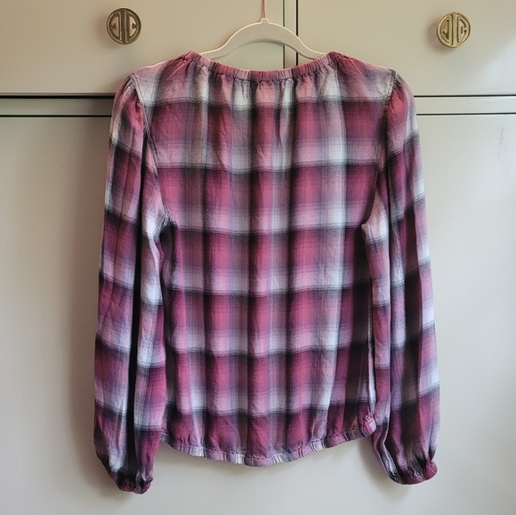 New Anthropologie Cloth & Stone Glacier Plaid Blouse Size XS - Picture 3 of 6